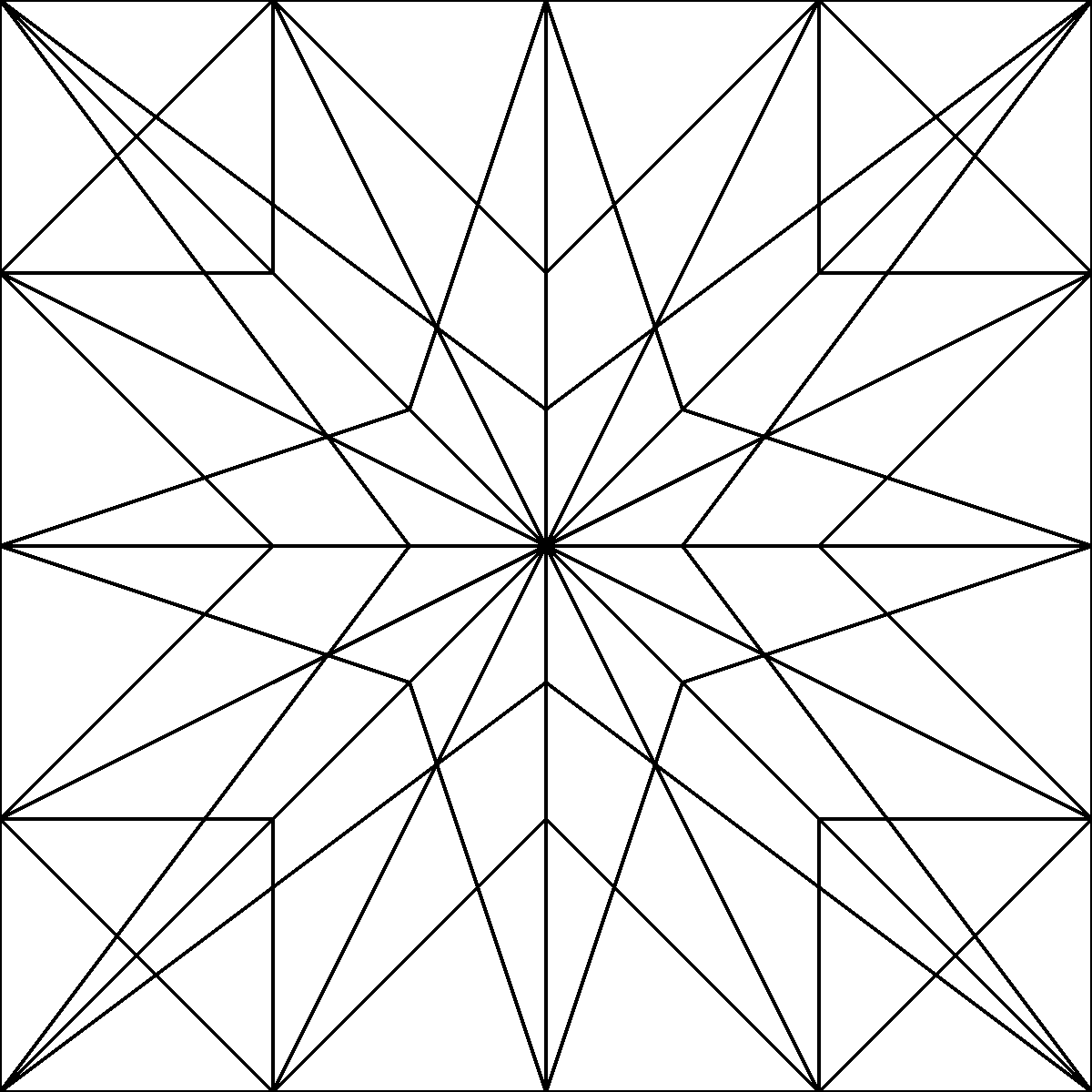 Pattern 145, Mariners Compass barn quilt pattern thumbnail